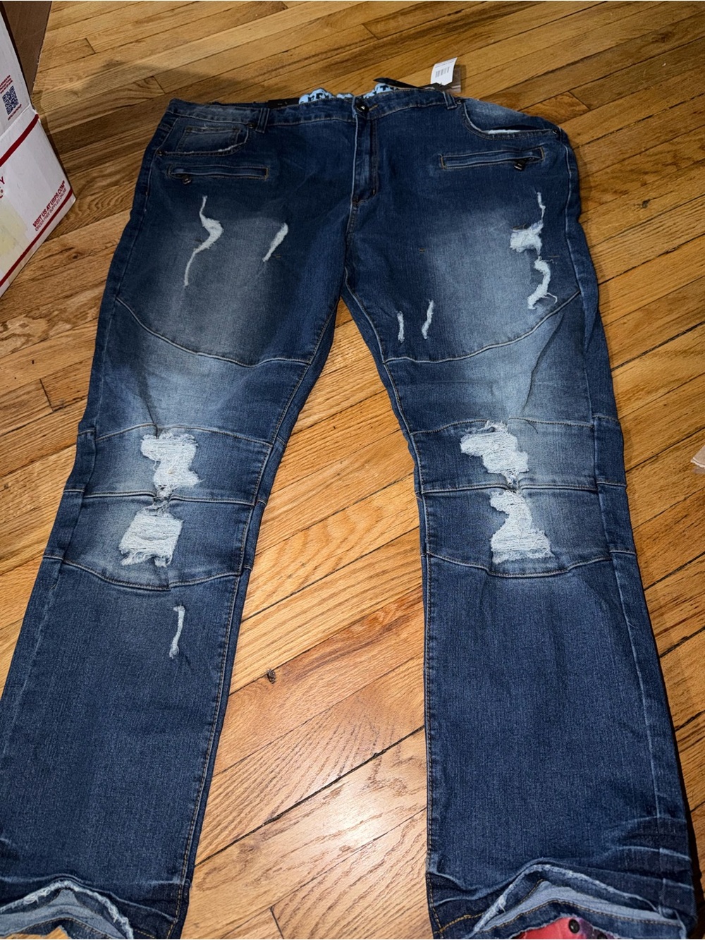 Indigo Men’s Slim Straight Distressed Blue Jeans 44